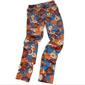 LULAROE Orange/Blue "Flowers" Leggings Sz OS